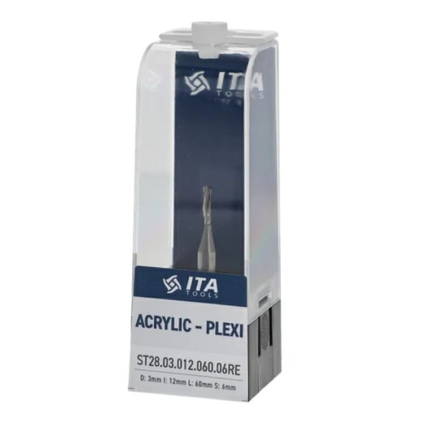 Фото - Фреза ITA TOOLS VHM Z1 D=3 I=12 L=60 S=6 RH позитив s=>пологий кут спіралі plexi