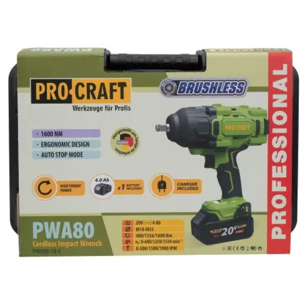 Картинка - Гайковерт аккумуляторный PRO-CRAFT PWA-80 с комплектом