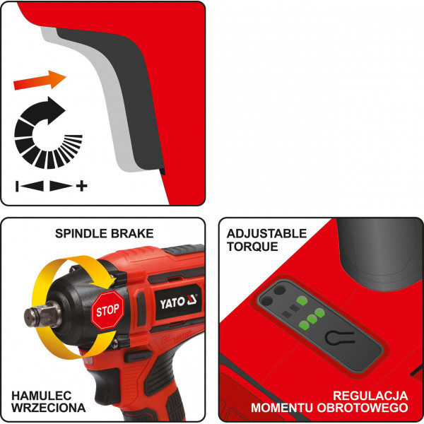 Картинка - Аккумуляторный гайковерт 250 Нм YATO YT-82802