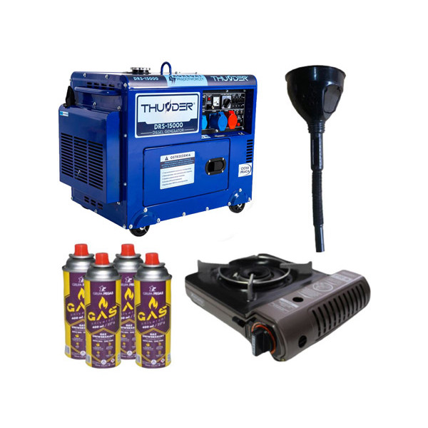 Картинка - Дизельный генератор THUNDER DRS-15000 + газовая плитка Orcamp CK-505 + 4 газовых картриджа 400 мл