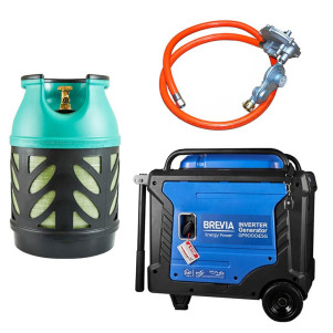 Комплект генератор інверторний газобензиновий Brevia GP9000iESG + газовий балон Nord Camp 18.2л