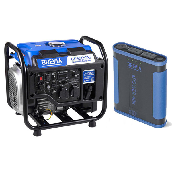 Фото - Інверторний бензиновий генератор Brevia GP3500Xi + повербанк (Power Bank) Brevia ePower 48Ah