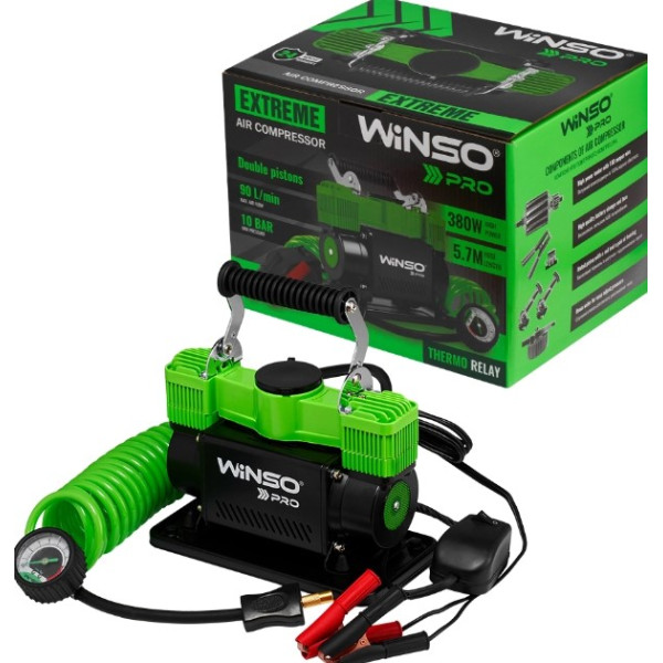 Картинка - Компрессор автомобильный Winso Pro Extreme с зажимами АКБ 137000