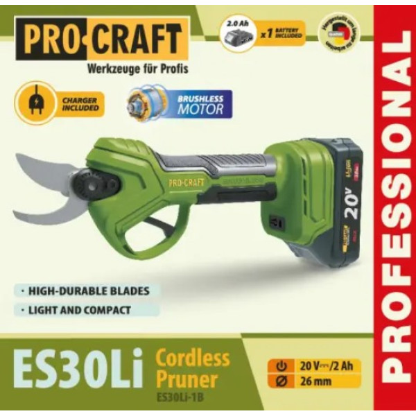 Картинка - Аккумуляторный секатор Procraft ES30Li