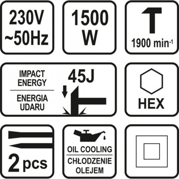 Картинка - Отбойный молоток сетевой STHOR с 2 зубилами VO-79090
