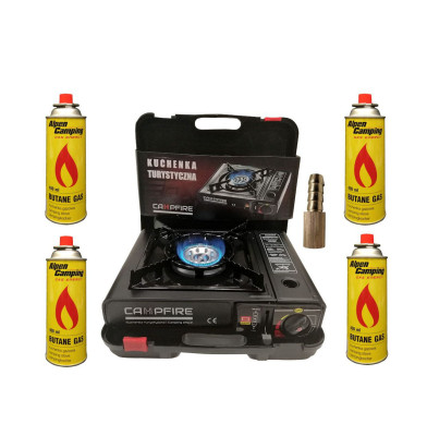Туристическая газовая плита CAMPFIRE + 4 картриджа 227 гр