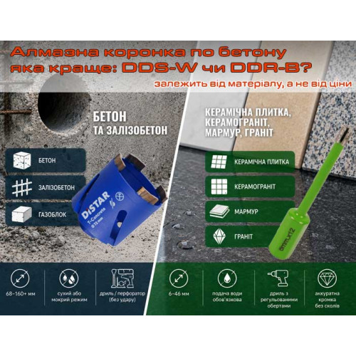 DDS-W или DDR-B Granite Active: какая коронка Distar под ваш материал?