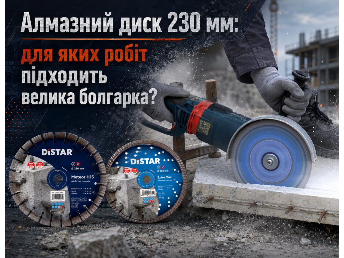Алмазний диск 230 мм: для яких робіт підходить велика болгарка?