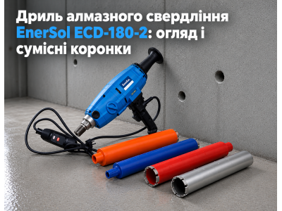 Дрель алмазного сверления EnerSol ECD-180-2: обзор и совместимые коронки