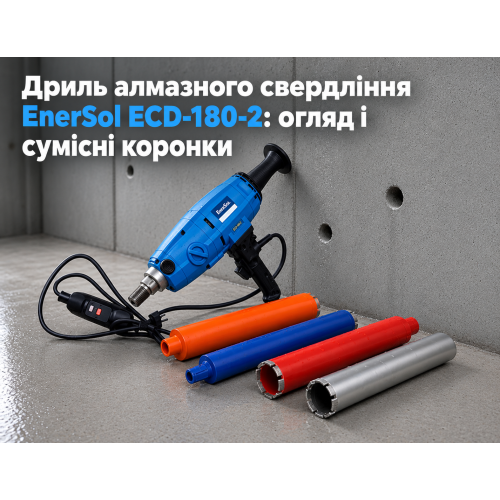 Дриль алмазного свердління EnerSol ECD-180-2: огляд і сумісні коронки