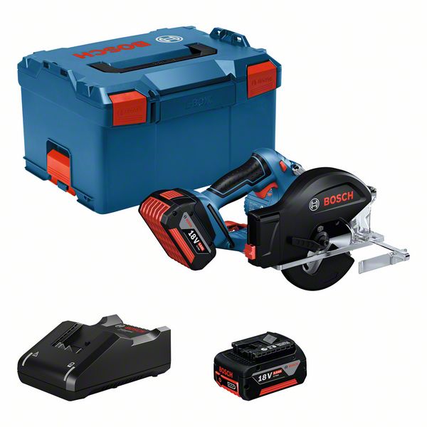 Фото - Акумуляторна циркулярна пила BOSCH GKM 18V-50, 2 x GBA 18V 5.0Ah, GAL 18V-40