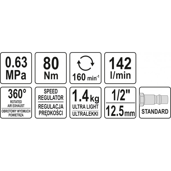 Картинка - Трещетка пневматическая YATO YT-09803