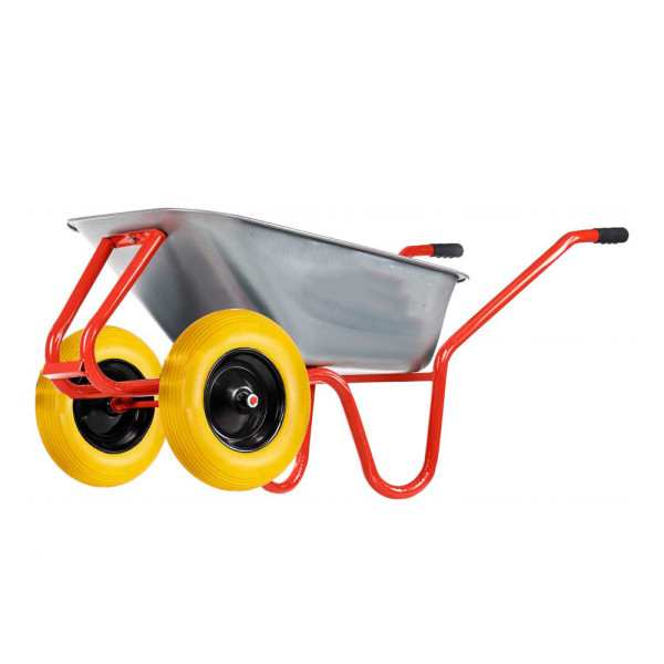 Фото - Тачка будівельна VULKAN 2-х колісна 230кг/100л оцинкована колесо PU (розібрана)