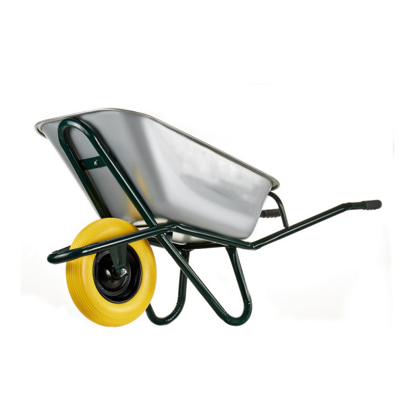 Фото - Тачка будівельна VULKAN 1-но колісна 200кг/100л оцинкована колесо PU (розібрана)