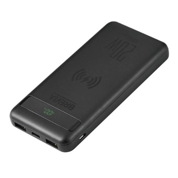 Картинка - Универсальная мобильная батарея Brevia 10000mAh 20W Wireless Qi10W Li-Pol, LCD