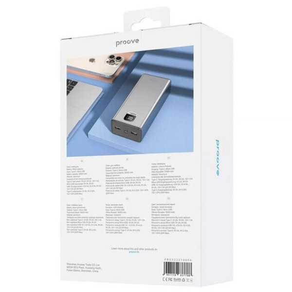 Картинка - Портативная батарея Proove Guardian 22.5W 30000mAh серый металлик