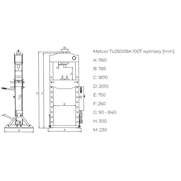Картинка - Пневматически гидравлический пресс METCOR TL0500BA 100 т