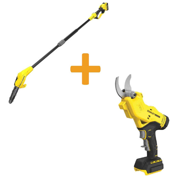 Фото - Висоторіз акумуляторний зі штангою + секатор STANLEY FATMAX SFMCPS620M1+SFMCPP32B