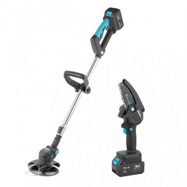 Фото - Набір тример акумуляторний Revolt BGT202 + акум. ланцюгова міні пила BCS20/4