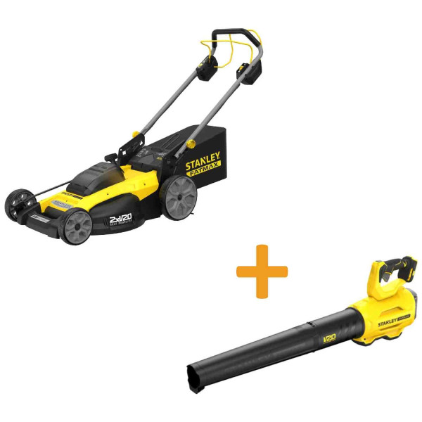 Фото - Газонокосарка + повітродувка акумуляторна STANLEY FATMAX SFMCMWS251M+SFMCBL7M1