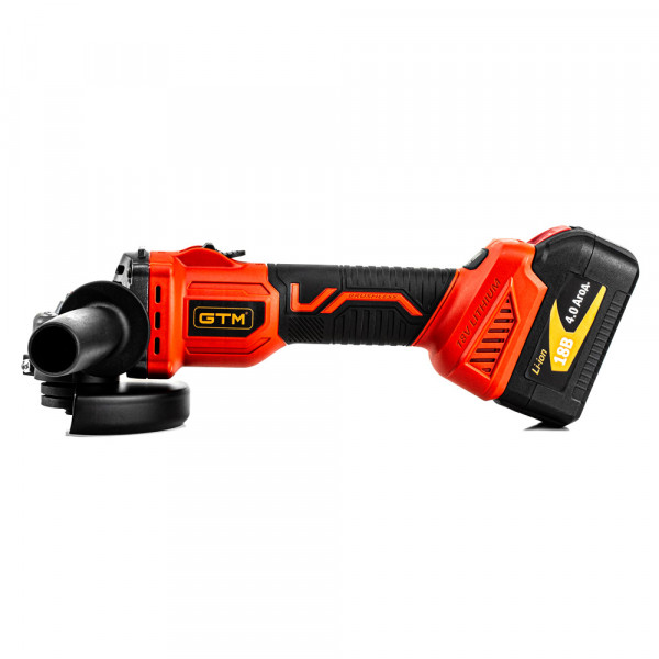 Фото - Акумуляторна кутова шліфмашина безщіткова GTM AGC18/125BL
