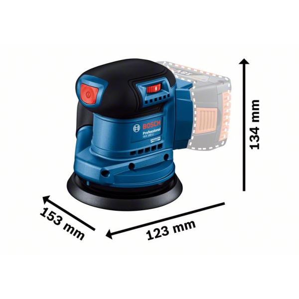 Фото - Акумуляторна ексцентрикова шліфувальна машина Bosch GEX 185-LI соло