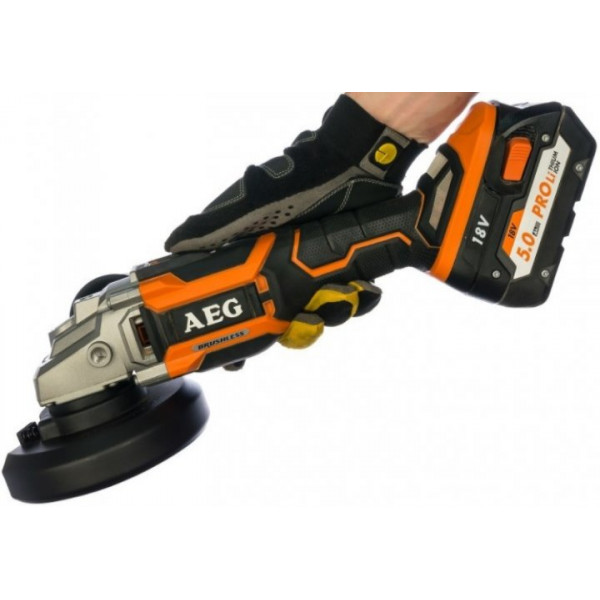 Фото - Акумуляторна кутова шліфувальна машина AEG BEWS18-125BL-502C