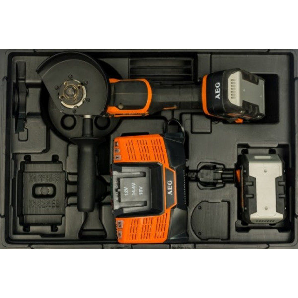 Фото - Акумуляторна кутова шліфувальна машина AEG BEWS18-125BL-502C