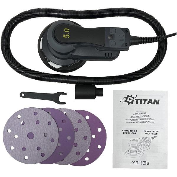 Картинка - Шлифмашина эксцентриковая Titan PESM5-150 EC BRUSLEST