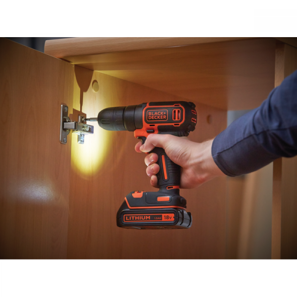 Картинка - Дрель-шуруповерт аккумуляторная BLACK+DECKER BDCD18