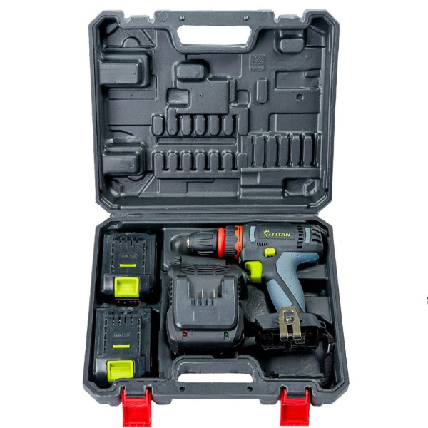 Картинка - Аккумуляторная дрель-шуруповерт TITAN PDS121S set