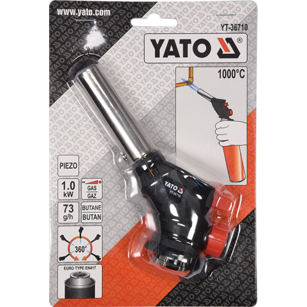 Картинка - Горелка газовая с пьезоподжигом YATO YT-36710