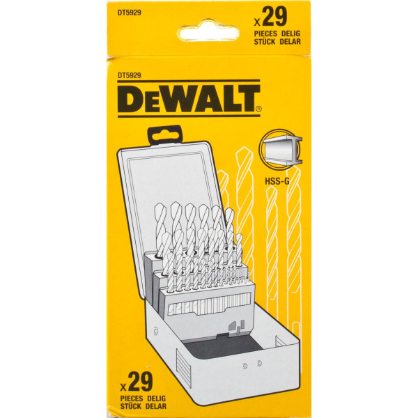 Картинка - Набор сверл по металлу DeWALT DT5929 HSS-G (29 шт) 1-13 мм