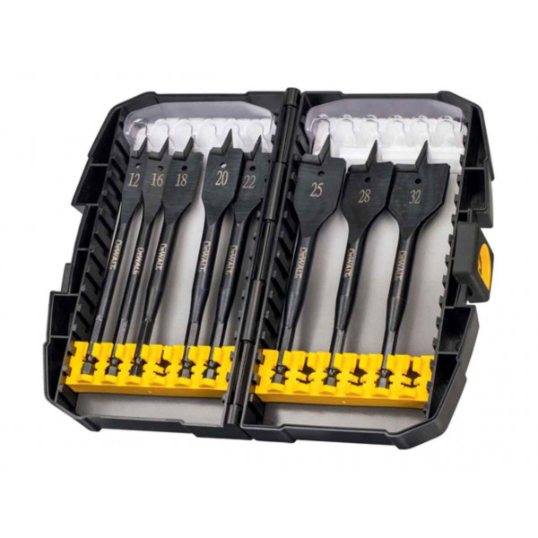 Картинка - Набор перьевых сверл DeWALT DT7943B EXTREME IMPACT по дереву (8 шт) (12, 16, 18, 20, 22, 25, 28, 32 мм)