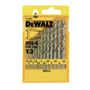 Набор сверл по металлу DeWALT DT5922 HSS-G  (13 шт) (1.5 мм, 2 мм, 2.5 мм, 3 мм, 3.2 мм, 3.5 мм, 4 мм, 4.5 мм, 5 мм, 5.5 мм, 6 мм, 6.5 мм)