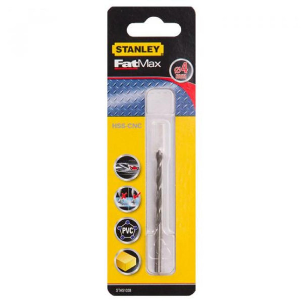 Картинка - Cверлo по металлу STANLEY STA51038 HSS-CNC диаметр 4 мм