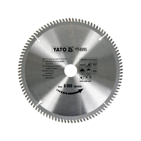 Фото - Диск пильний по алюмінію YATO 250х30х3.0x2.2 мм YT-6095