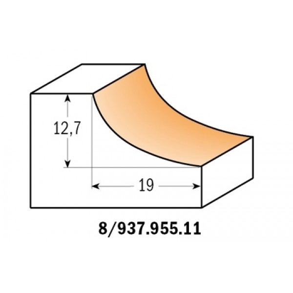Картинка - Фреза для скругления (галтельная) HM R = 12,7 D = 38,1 I = 15,5 S = 12 (937.850.11)