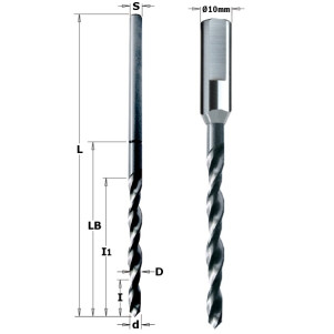 Свердло ANUBA 20 d = 8,8 DS = 9,8 I1 = 25 I2 = 90 LB = 104 L = 165 (515.200.51)