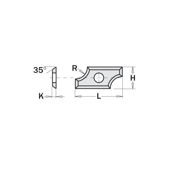 Картинка - Нож HM 19,5x9,0x1,5mm HC05 d = 4,0 R = 2,0 LH (219152)