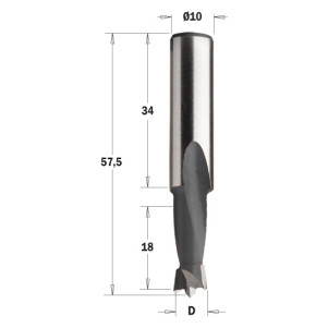 Сверло NP HW D = 7 I = 18 L = 57,5 ​​S = 10x34 RH (361.070.11)