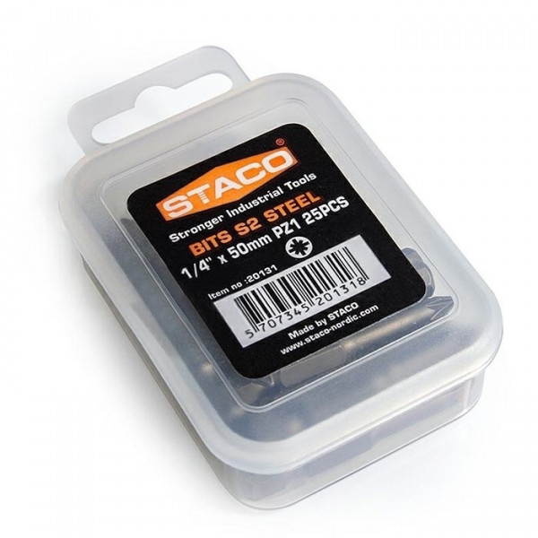 Картинка - Биты, 1/4 "x 25 mm PZ1 x 50 mm, 25 шт. (20131.STACO)