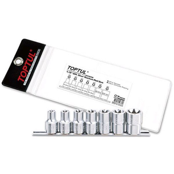 Фото - Набір головок на планці TOPTUL TORX 1/2" E10-E24 7 шт GAAG0704