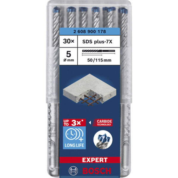 Фото - Бури Bosch SDS Plus-7X д / арм.бетона 5x50x115 мм EXPERT, 30 шт