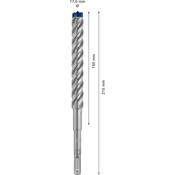 Картинка - Бур по железобетону BOSCH EXPERT SDS Plus-7X 17x150x215 мм