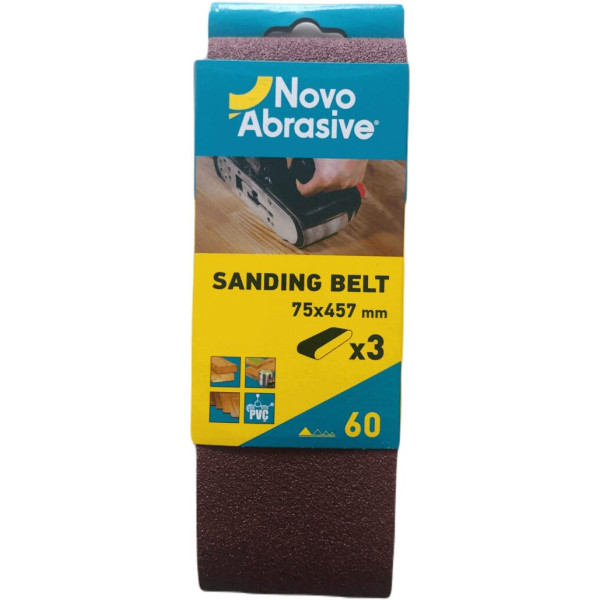 Фото - Стрічка шліфувальна NovoAbrasive 75x457 мм, Р60, 3 шт.