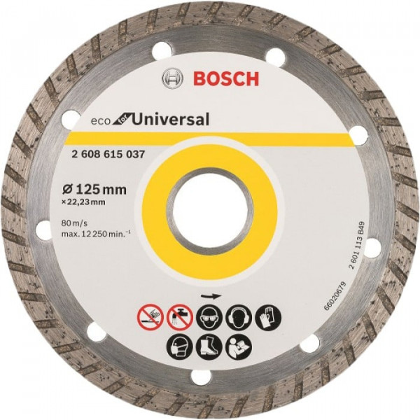 Картинка - Алмазный круг отрезной Bosch ECO Universal 125х22.23 турбо 10 шт (2608615046)