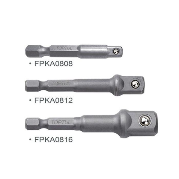 Фото - Набір перехідників під шуруповерт TOPTUL 3 шт 1/4", 3/8", 1/2" GAAR0301