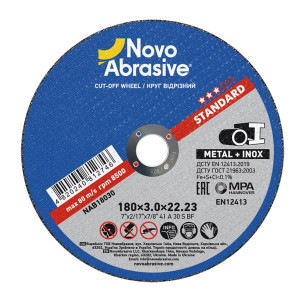 Круг відрізний NovoAbrasive Standard 41 180 х 3,0 х 22,23 мм, по металу