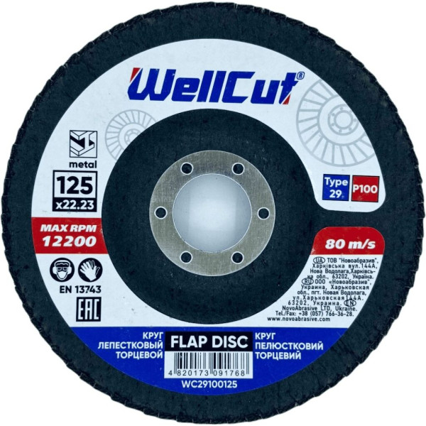 Фото - Круг пелюстковий торцевий WellCut 29 125x22,23 мм, P100